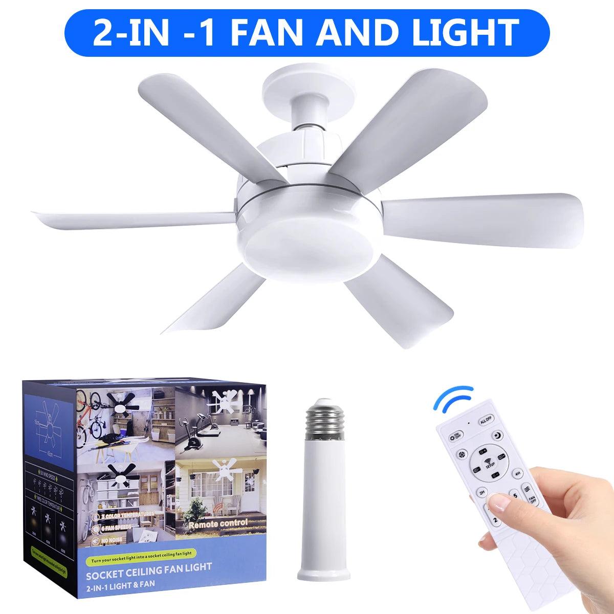 Macy Grey Socket Fan Light With Remote
