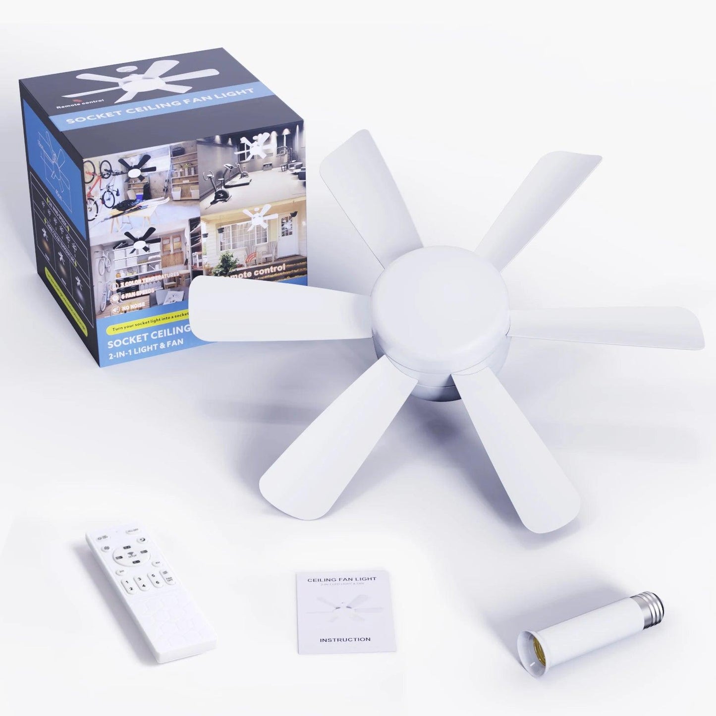 Macy Grey Socket Fan Light With Remote