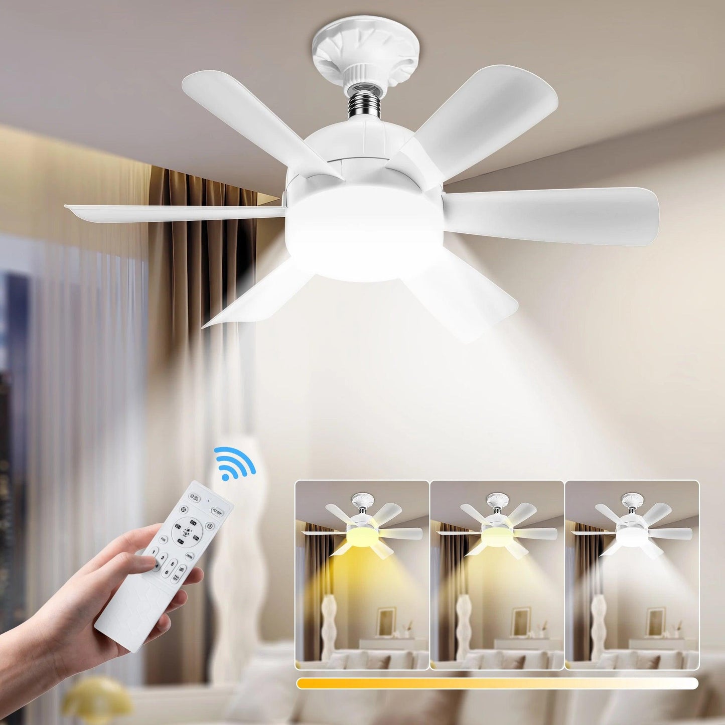 Macy Grey Socket Fan Light With Remote