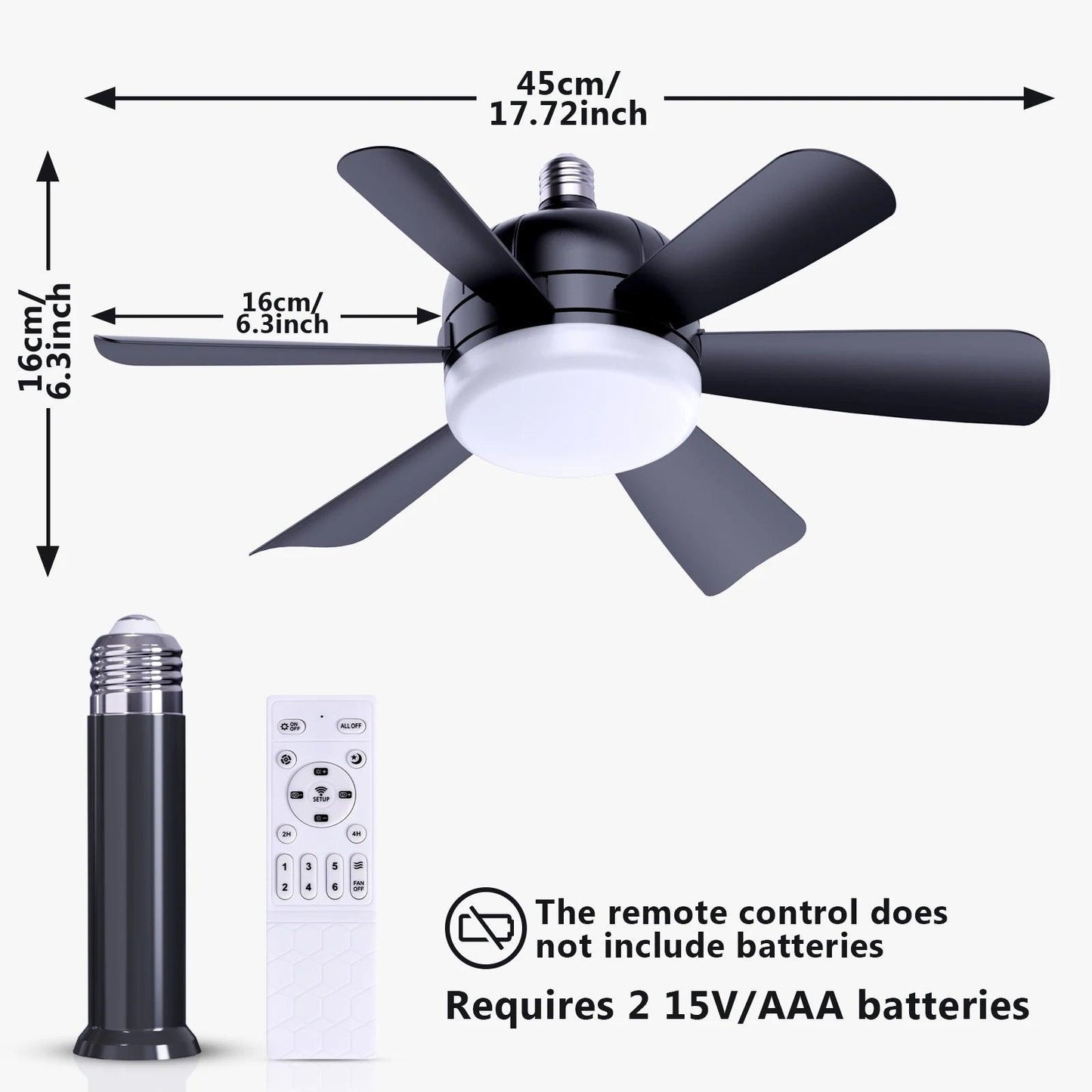 Macy Grey Socket Fan Light With Remote