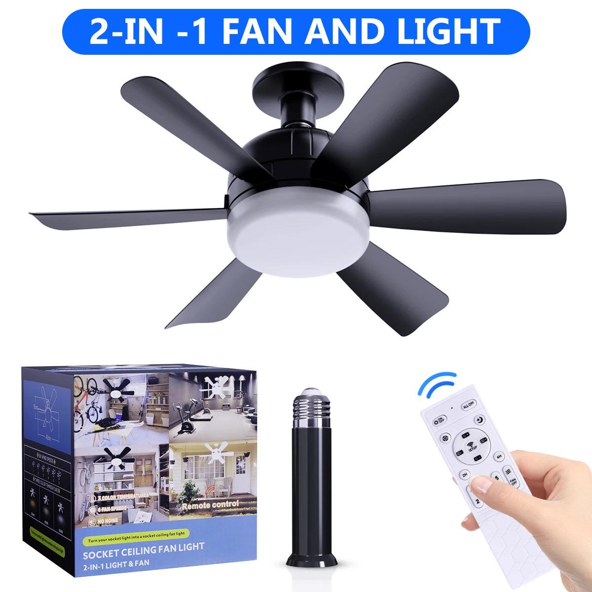 Macy Grey Socket Fan Light With Remote