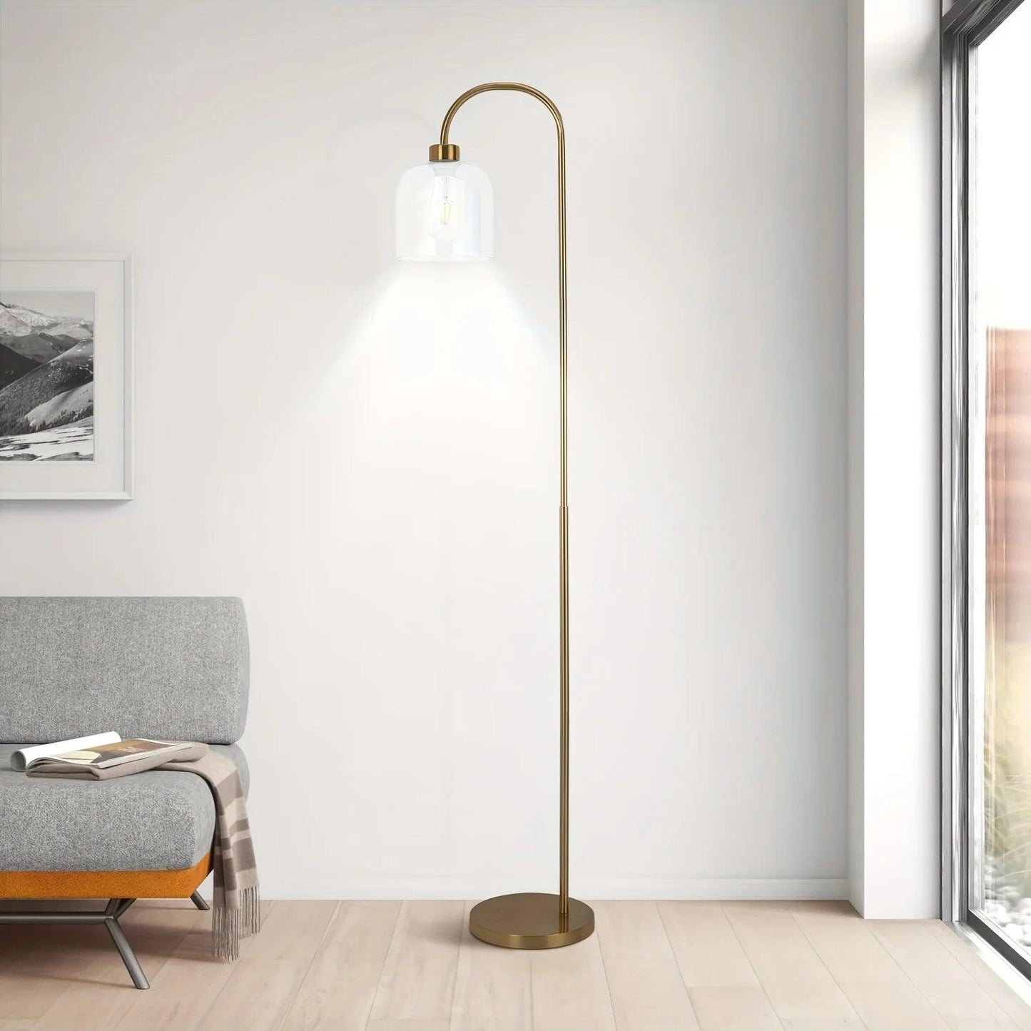 Amelia Jones Glass Lamp Shade Floor Lamp