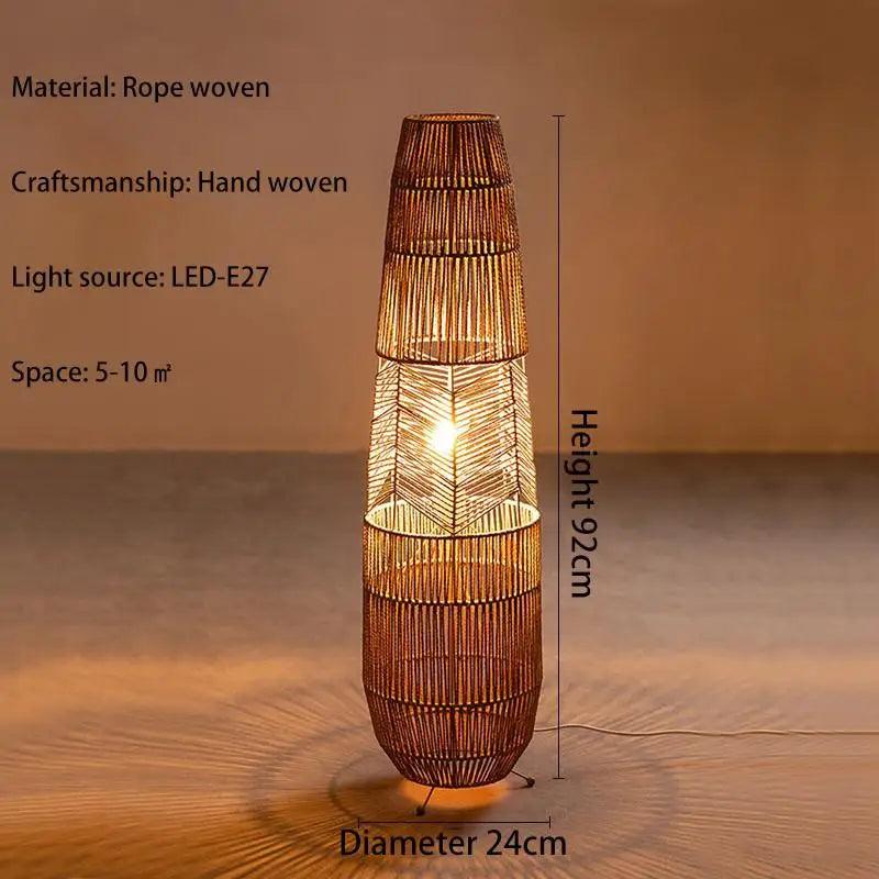 Samuel Green Retro Rattan Floor Lamp