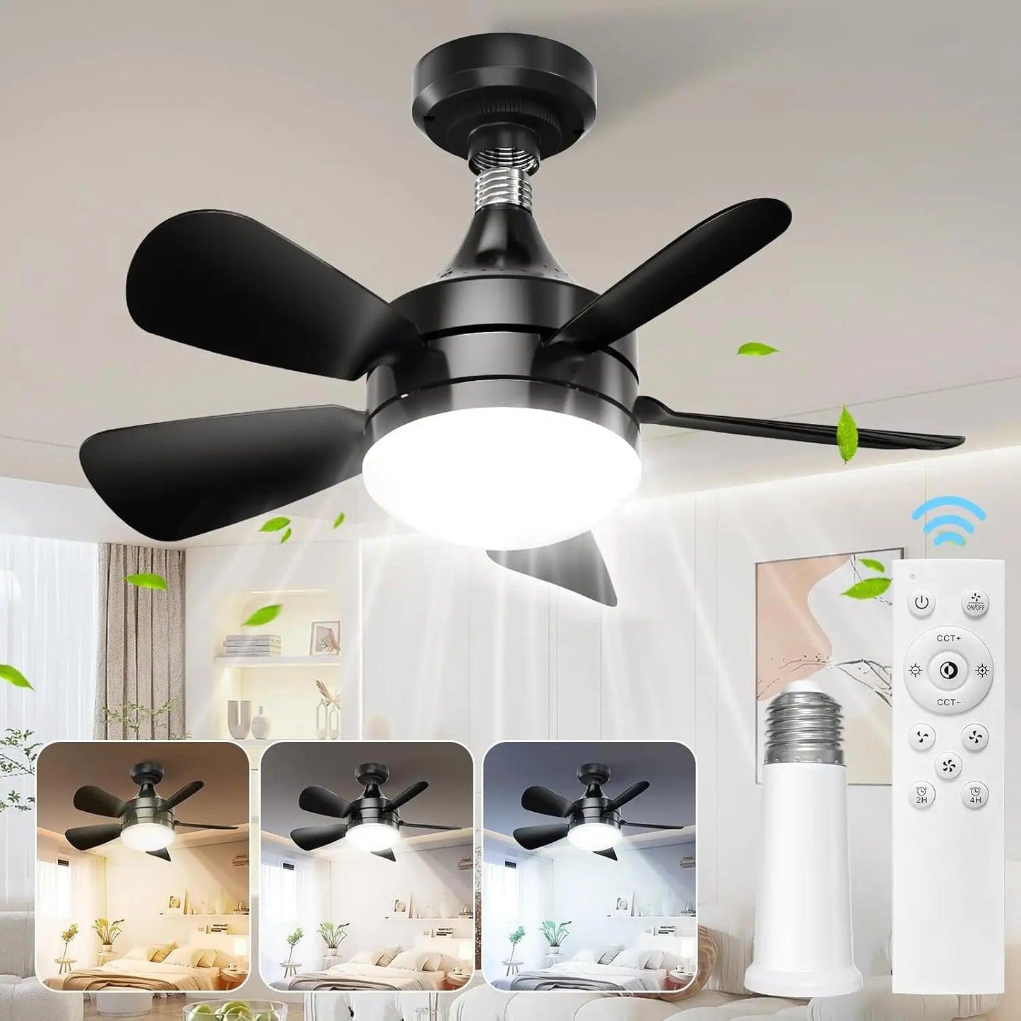 Macy Grey Socket Fan Light With Remote