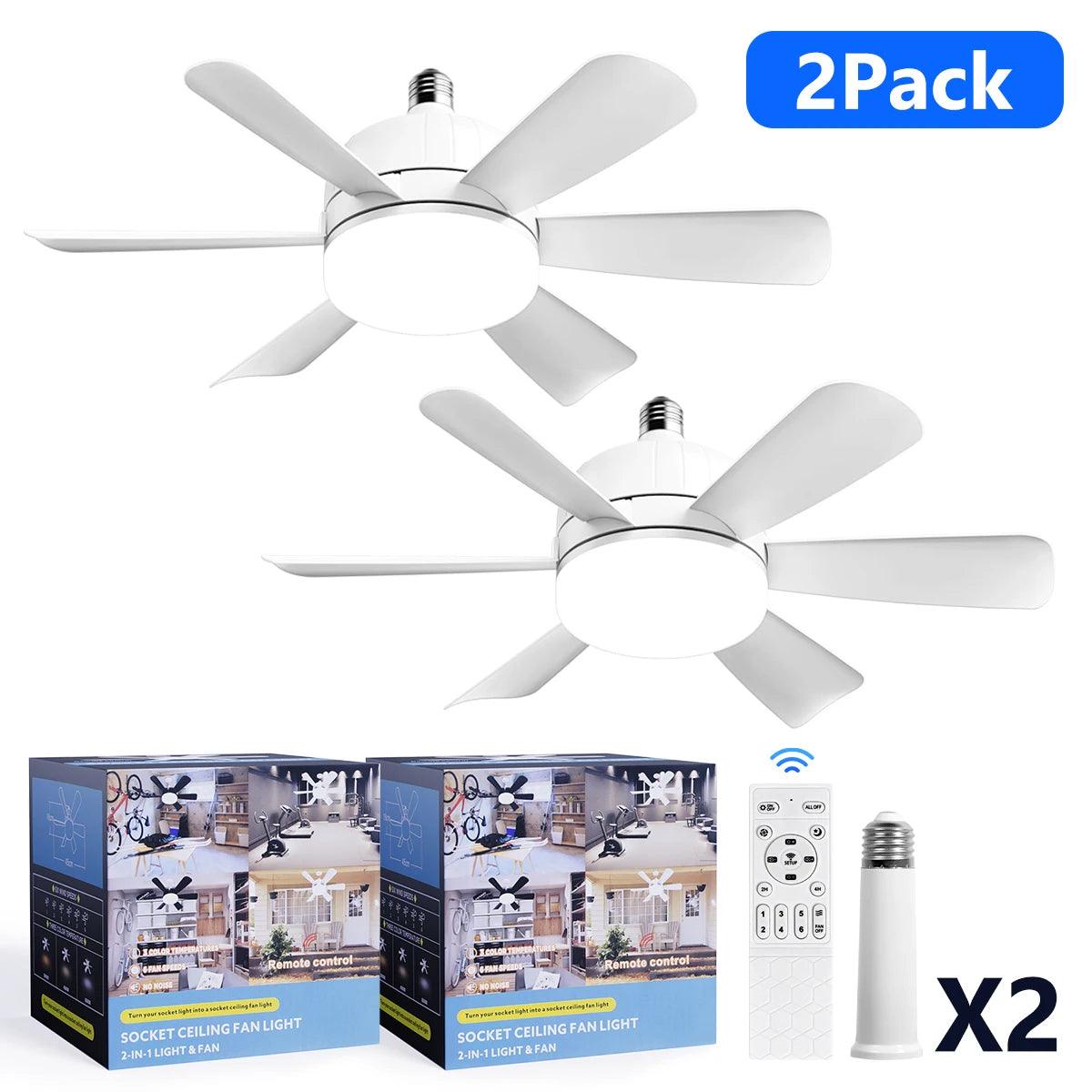Macy Grey Socket Fan Light With Remote