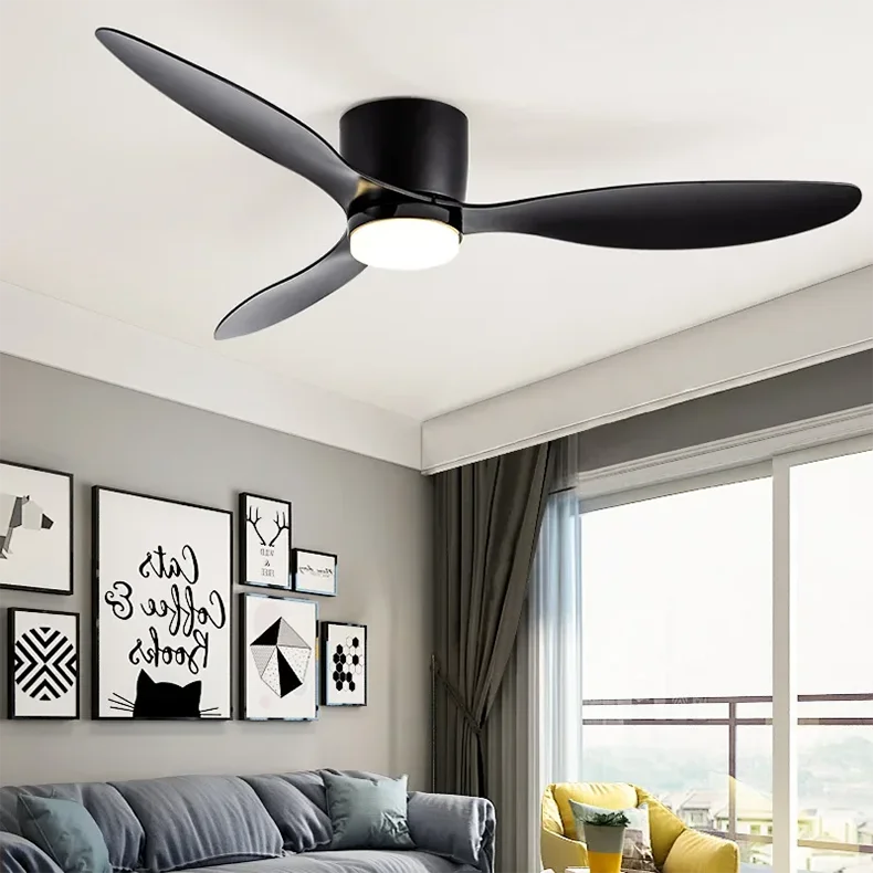 Modern LED Ceiling Fan Light With Remote Control Low Floor Decorative Light Energy-saving Light With Fan In Bedroom And Home