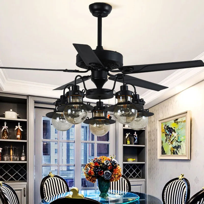 Johnathan Salem Retro Black Ceiling Fans with Light