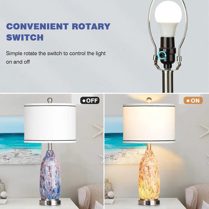 26" Coastal Glass Table Lamp (Set of 2)