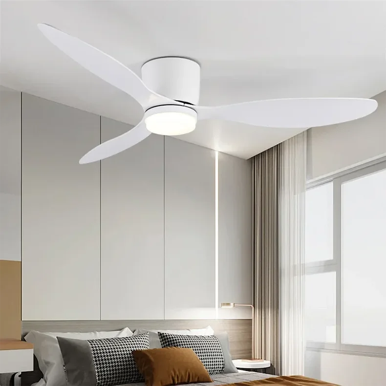 Modern LED Ceiling Fan Light With Remote Control Low Floor Decorative Light Energy-saving Light With Fan In Bedroom And Home