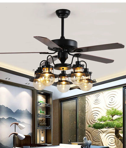 Johnathan Salem Retro Black Ceiling Fans with Light