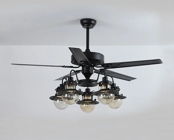 Johnathan Salem Retro Black Ceiling Fans with Light