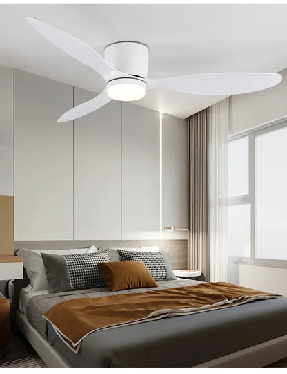 Modern LED Ceiling Fan Light With Remote Control Low Floor Decorative Light Energy-saving Light With Fan In Bedroom And Home