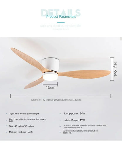 Modern LED Ceiling Fan Light With Remote Control Low Floor Decorative Light Energy-saving Light With Fan In Bedroom And Home