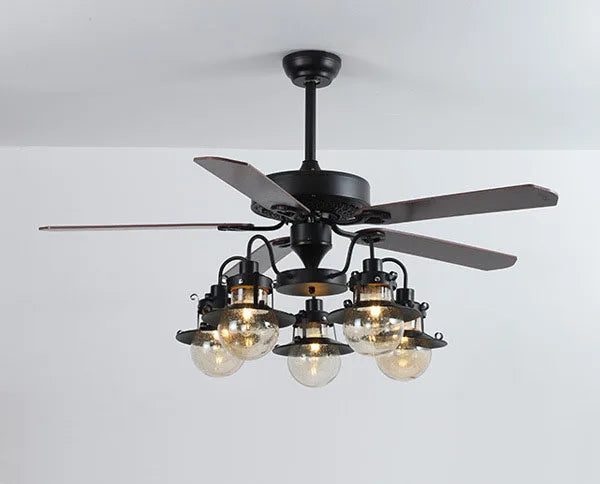 Johnathan Salem Retro Black Ceiling Fans with Light