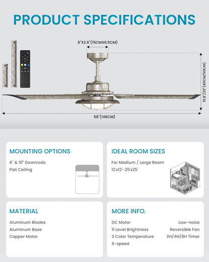 Joy Rose 58" Industrial Ceiling Fan