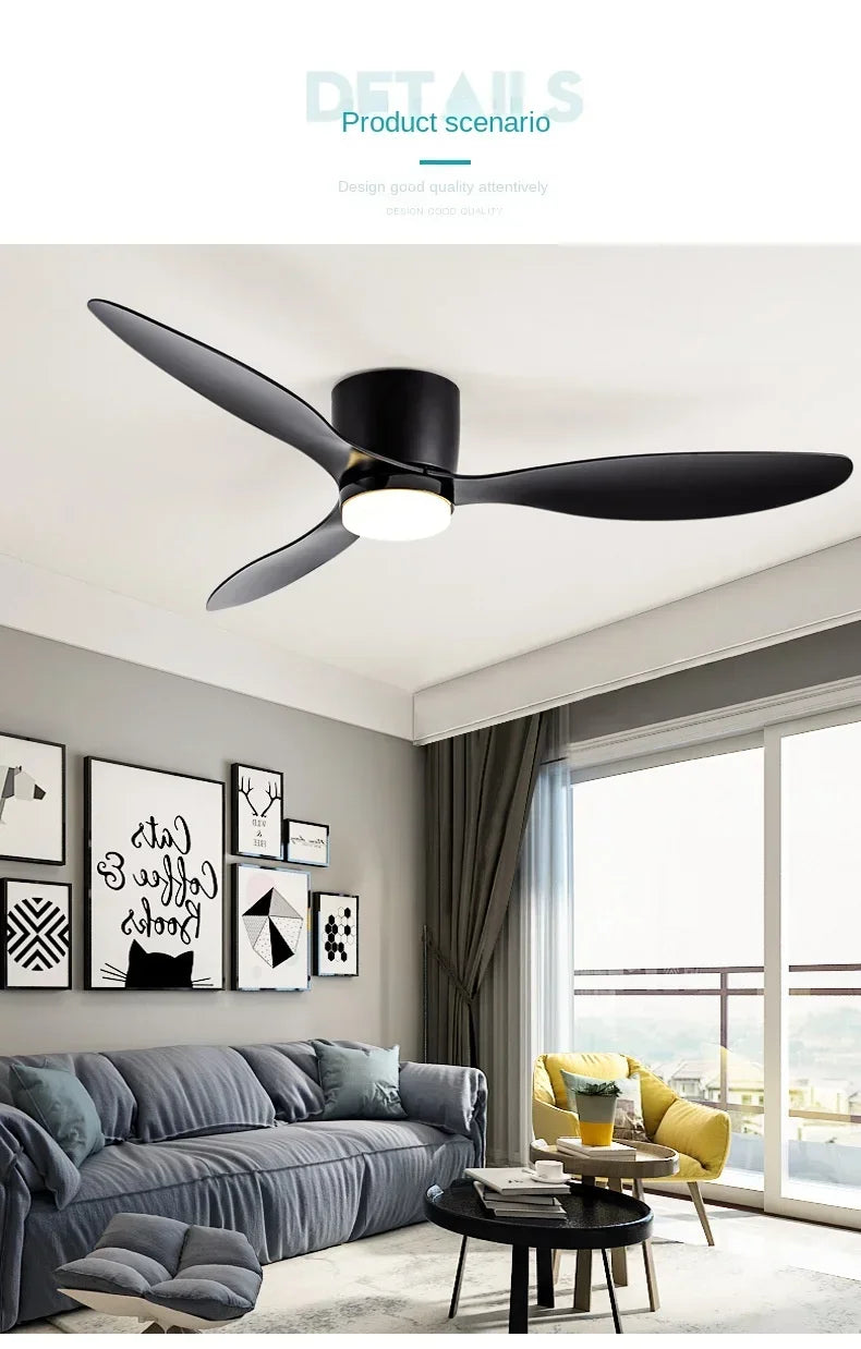 Modern LED Ceiling Fan Light With Remote Control Low Floor Decorative Light Energy-saving Light With Fan In Bedroom And Home