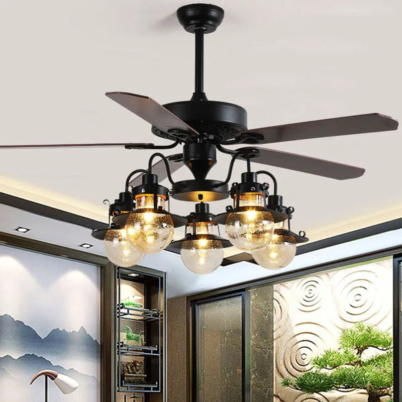 Johnathan Salem Retro Black Ceiling Fans with Light