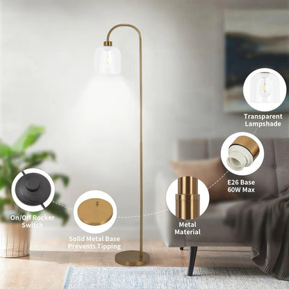 Amelia Jones Glass Lamp Shade Floor Lamp